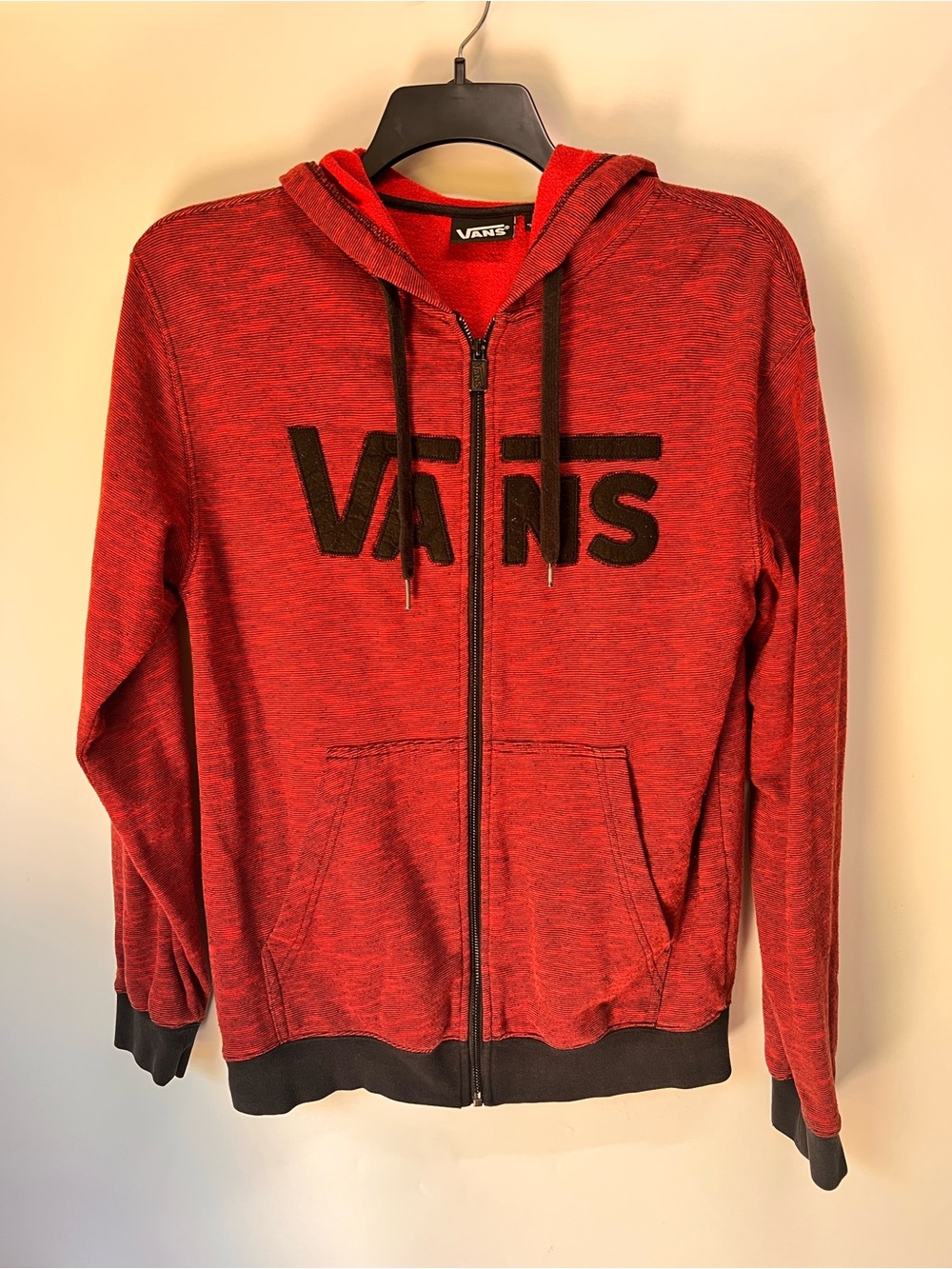 Vans Red Zip Hoodie with Black Logo